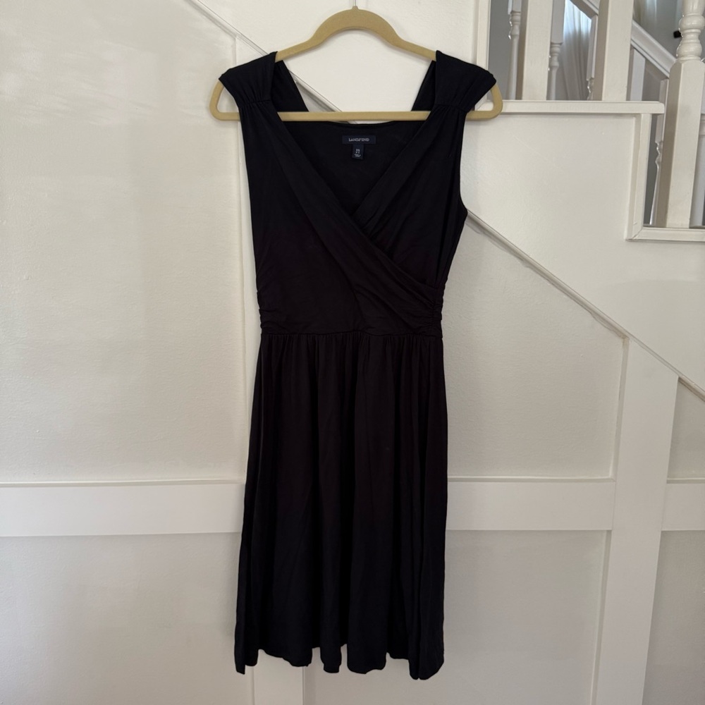 Lands' End Black V-Neck Sleeveless Dress XS